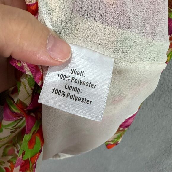 Norm Thompson Button Up Top Womens Large Petite Pink Floral Long Sleeve Boho - Picture 6 of 7